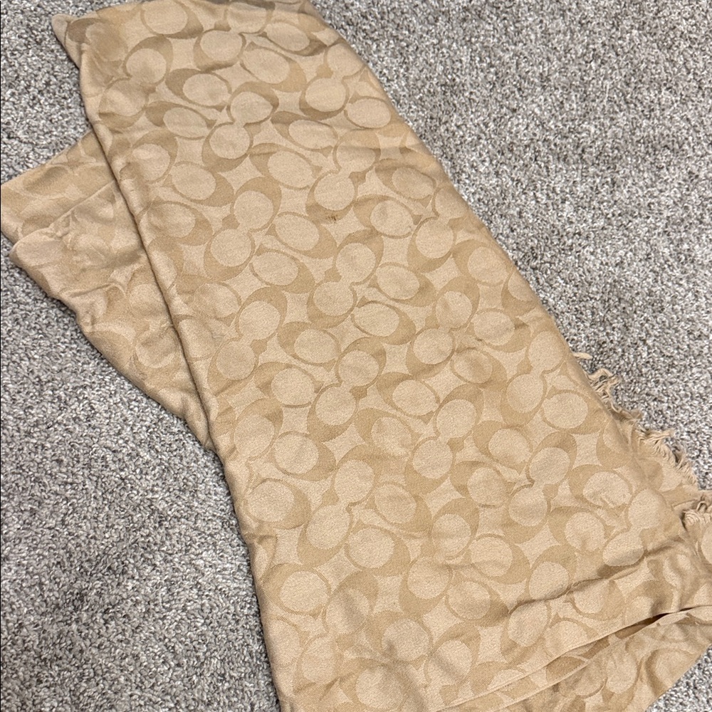Coach Beige Patterned Scarf - Picture 3 of 5